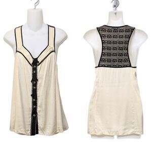 NANETTE LEPORE Cream Silk Jewel Lace Top 6